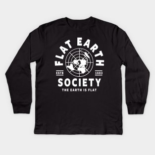 FLAT EARTH SHIRT, FLAT EARTH SOCIETY T-SHIRT, FLAT EARTHER Kids Long Sleeve T-Shirt